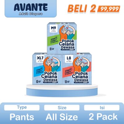 [2 PACK 126.580] AVANTE Popok Dewasa Celana All Size M9/L8/XL7