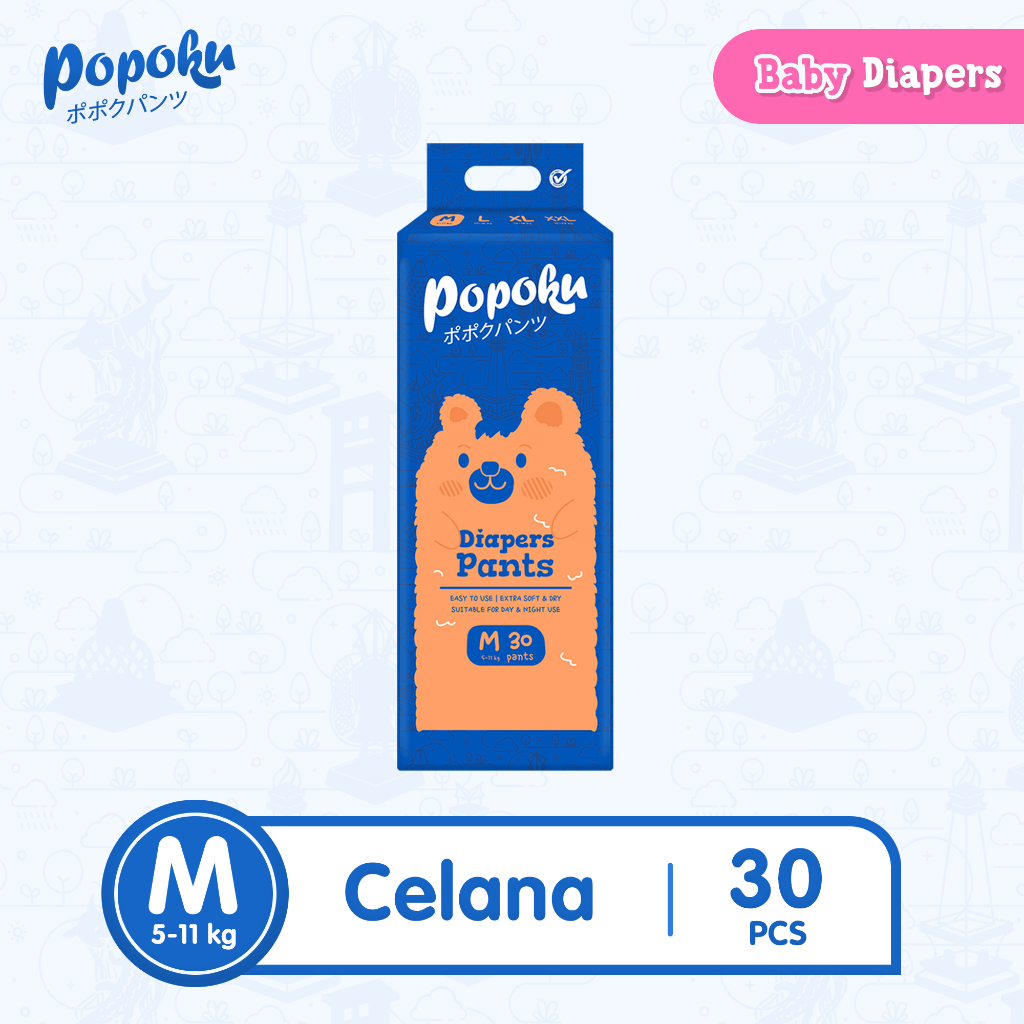 POPOKU Popok Bayi Celana Size M 30