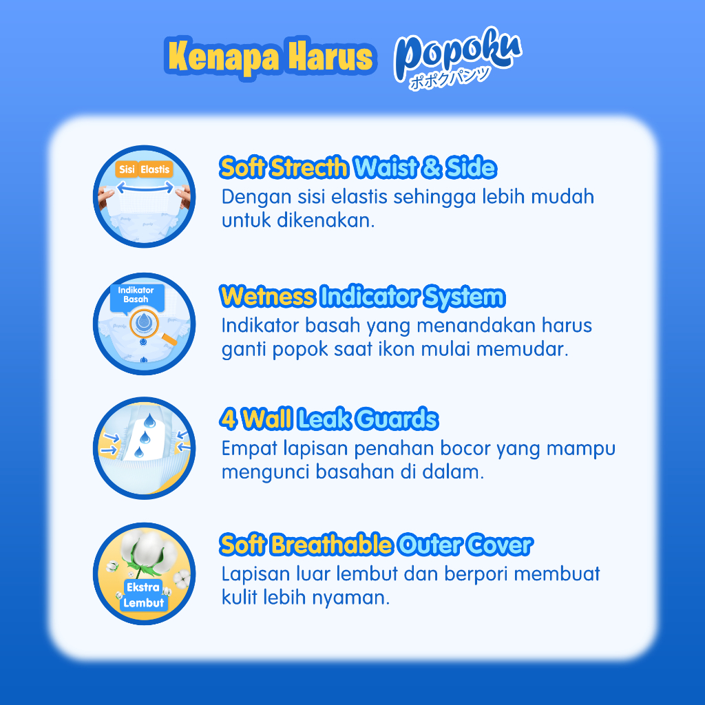 POPOKU Popok Bayi Celana Size M 30