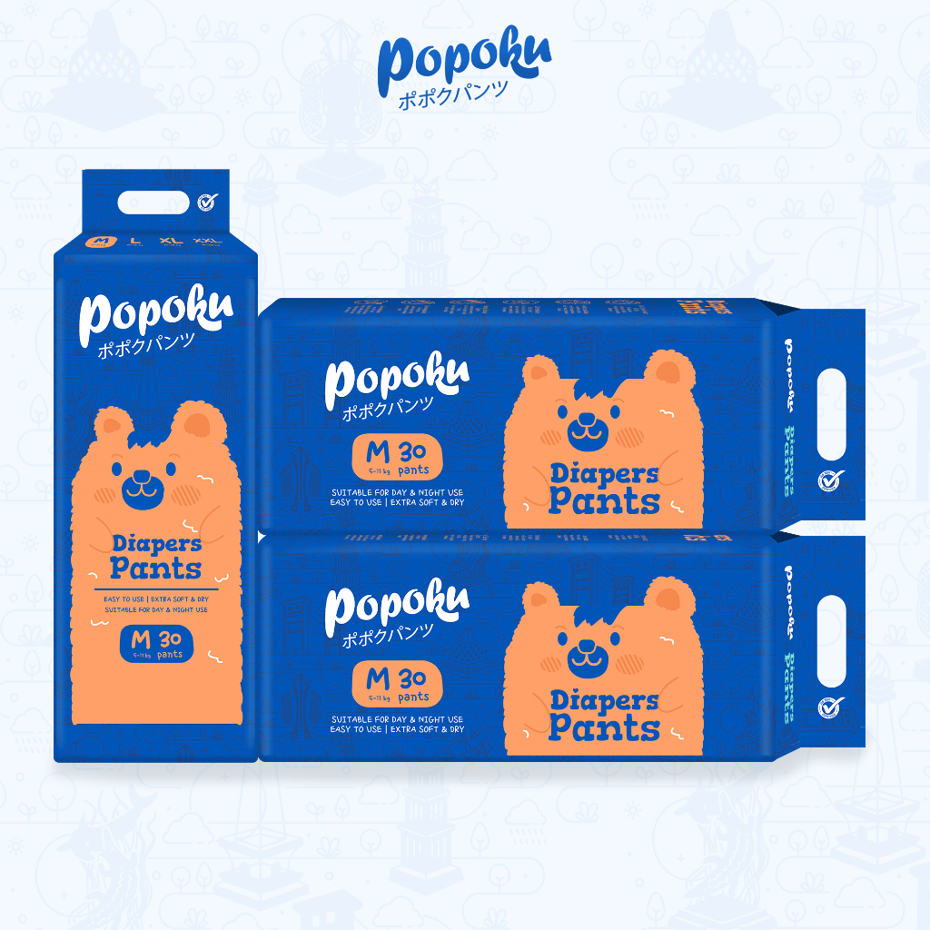POPOKU Popok Bayi Celana Size M 30